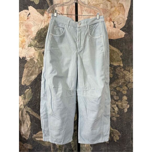 Free People We The Free Good Luck Mid-Rise Cord Barrel Jeans Size 30 - Picture 2 of 5